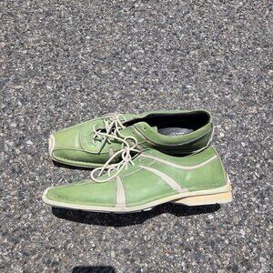 BACCO BUCCI brogue italy 9. vtg green martine leather sport loafer rose pliner